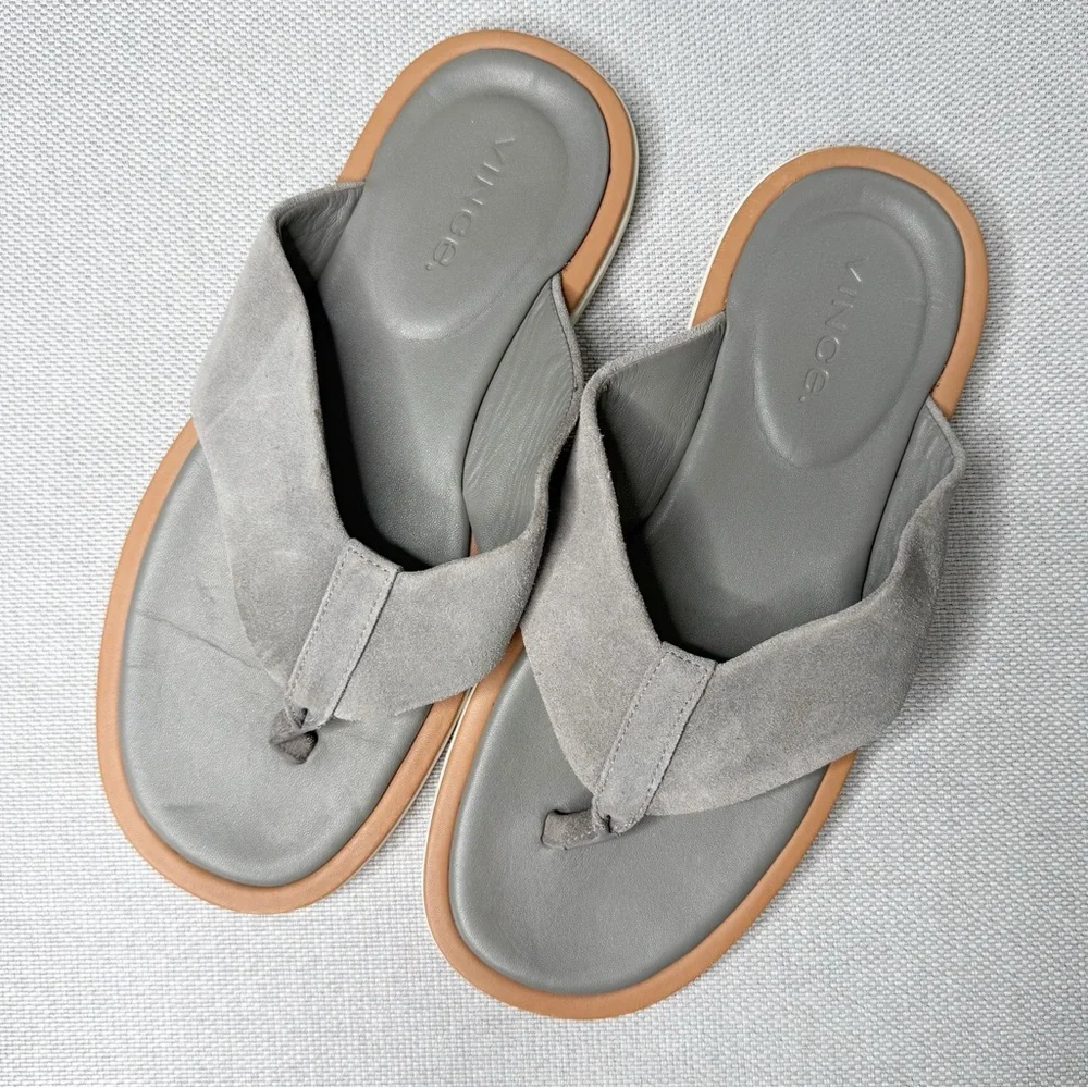 Vince ​Dean Men's Thong Toe Smoke Suede Sandals Size 9‎ 42.5